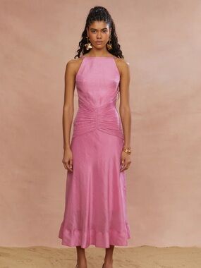 AMUR Kylie Ruched Midi-Dress